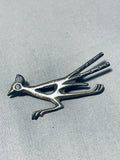 Wonderful Vintage Native American Navajo Sterling Silver Roadrunner Pin-Nativo Arts