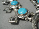 Amazing Vintage Native American Navajo Turquoise Sterling Silver Squash Blossom Necklace-Nativo Arts