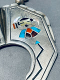 Native American The Best Massive Vintage Zuni Turquoise Inlay Sterling Silver Naja Necklace-Nativo Arts