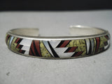 Important Vintage Native American Navajo Tommy Jackson Turquoise Sterling Silver Inlay Bracelet-Nativo Arts