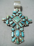 Larry Moses Begay Vintage Native American Navajo Turquoise Cross Sterling Silver Pendant-Nativo Arts