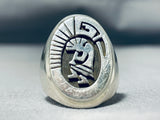 Tremendous C. Peterson Signed Native American Navajo Sterling Silver Kokopelli Ring-Nativo Arts