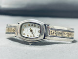 Native American Striking Vintage Santo Domingo Sterling Silver & 14k Gold Watch Bracelet-Nativo Arts