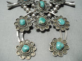Women's Vintage Native American Navajo Royston Turquoise Sterling Silver Squash Blossom Necklace-Nativo Arts
