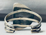 Half Moon Turquoise Vintage Native American Navajo Heavy Sterling Silver Bracelet-Nativo Arts