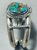 Heavy Thick Vintage Native American Navajo Gilber Turquoise Sterling Silver Bracelet-Nativo Arts
