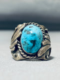 Captivating Vintage Native American Navajo Blue Diamond Turquoise Sterling Silver Ring-Nativo Arts