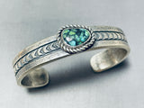 Gary Custer Vintage Native American Navajo Blue Green Turquoise Sterling Silver Bracelet-Nativo Arts