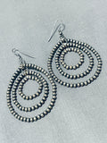 Time Consuming Hand Tooled Vintage Native American Navajo Sterling Silver Earrings-Nativo Arts
