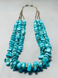Native American Chunky Vintage Navajo Aqua Turquoise Sterling Silver Heishi Necklace-Nativo Arts