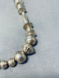One Of The Bets Vintage Native American Navajo Sterling Silver Bead Necklace-Nativo Arts