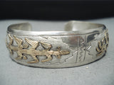 Fascinating Native American Navajo 12k Gold Fill Kokopelli Sterling Silver Bracelet-Nativo Arts