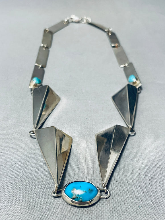 One Of The Most Skilled Ever Vintage Native American Navajo Turquoise Sterling Silver Necklace-Nativo Arts