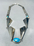 One Of The Most Skilled Ever Vintage Native American Navajo Turquoise Sterling Silver Necklace-Nativo Arts