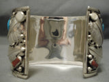 Superior Elaine Sam Vintage Native American Navajo Sterling Silver Bear Coral Bracelet-Nativo Arts