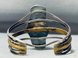 Most Unique Vintage Native American Navajo Brass Flower Sterling Silver Turquoise Bracelet-Nativo Arts