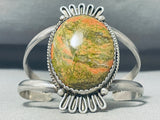 One Of A Kind Vintage Native American Navajo Green Orange Turquoise Sterling Silver Bracelet-Nativo Arts