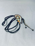 Museum Vintage Native American Zuni Blue Gem Turquoise Sterling Silver Bolo-Nativo Arts
