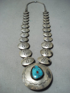 Museum Double Sided Vintage Native American Navajo Turquoise Sterling Silver Necklace-Nativo Arts