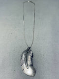 Beautiful Vintage Native American Navajo Sterling Silver Feather Necklace-Nativo Arts