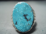 Tremendous Native American Navajo Kingman Turquoise Sterling Silver Ring-Nativo Arts