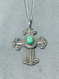 Breathtaking Vintage Native American Navajo Royston Turquoise Sterling Silver Cross-Nativo Arts