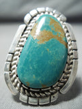 Signed Vintage Native American Navajo Royston Turquoise Sterling Silver Ring-Nativo Arts