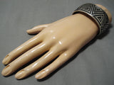 Magnificent Vintage Native American Navajo Clyde Begay Sterling Silver Bracelet Cuff-Nativo Arts