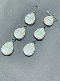 Gorgeous Native American Navajo Synth Opal Sterling Silver Dangle Earrings-Nativo Arts