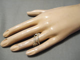 Very Rare Vintage Native American Navajo Coiled Arrow Adjustable Sterling Silver Ring Old-Nativo Arts