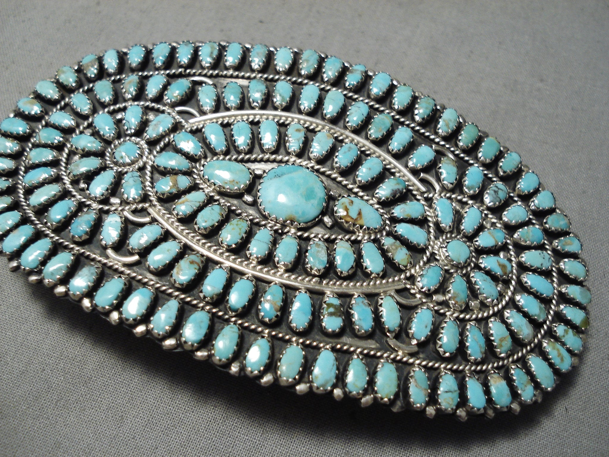 Silver and Turquoise Barrette/Four Handmade 8mm turquoise cabs/For lots of hair/Sterling silver/Stabilized Compressed outlets Nugget Turquoise/Tito