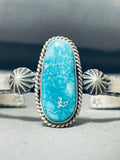 Derrick Cadman Native American Navajo Old Kingman Turquoise Sterling Silver Bracelet-Nativo Arts