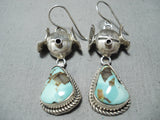 Exceptional Native American Navajo Pilot Mountain Turquoise Sterling Silver Earrings-Nativo Arts