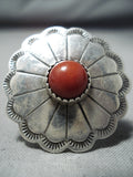 Danny Mike Navajo Coral Sterling Silver Ring Native American-Nativo Arts