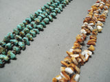 Dramatic Vintage Native American Navajo Turquoise & Spiny Oyster Sterling Silver Necklace Old-Nativo Arts