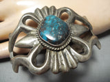 Rare Vintage Native American Navajo Bisbee Turquoise Sterling Silver Bracelet Old-Nativo Arts