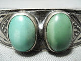 Early Vintage Native American Navajo Very Old Green Turquoise Sterling Silver Bracelet-Nativo Arts