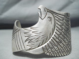 Heavy Eagle Vintage Native American Navajo Sterling Silver Bracelet-Nativo Arts