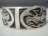 Incredible Detail!! Vintage Native American Navajo Double Kachina Sterling Silver Bracelet-Nativo Arts
