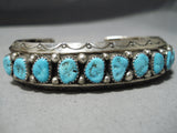 So Heavy Thick Vintage Native American Navajo Turquoise Sterling Silver Bracelet Old Cuff-Nativo Arts