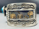 One Of The Most Unique Vintage Native American Navajo Turquoise Sterling Silver Bracelet Hvy-Nativo Arts