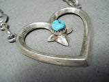 Important Bitsoi Family Native American Navajo Turquoise Sterling Silver Heart Necklace-Nativo Arts