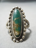 Early Vintage Native American Navajo Cerrillos Turquoise Sterling Silver Ring Old-Nativo Arts