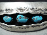 Glorious Signed Vintage Native American Navajo Old Kingman Turquoise Sterling Silver Bracelet-Nativo Arts