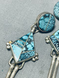 The Best Vintage Native American Navajo Blue Diamond Turquoise Sterling Silver Earrings-Nativo Arts