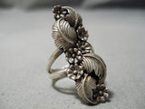 Amazing Vintage Native American Navajo Hand Carved Leaf Sterling Silver Nartive American Ring-Nativo Arts