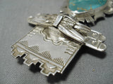 Amazing Vintage Native American Navajo Kachina Royston Turquoise Sterling Silver Pin Pendant-Nativo Arts
