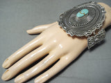 Amazing Native American Navajo 8 Turquoise Sterling Silver Huge Bracelet-Nativo Arts