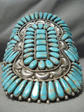 Biggest Best Vintage Native American Navajo #8 Turquoise Sterling Silver Bracelet Old-Nativo Arts