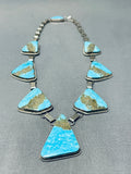 Dazzling Native American Navajo Old Kingman Turquoise Sterling Silver Necklace-Nativo Arts